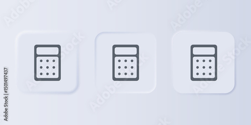 Grey Calculator icon isolated on grey background. Accounting symbol. Business calculations mathematics education and finance. Set icons in square buttons. Vector