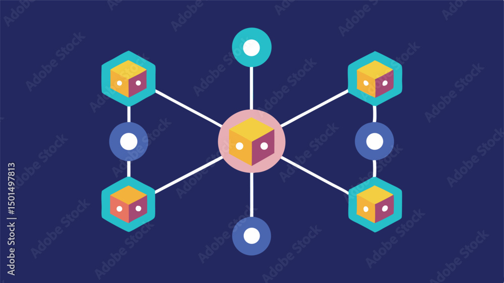 Blockchain Network Connections Vector Illustration. Blockchain Network Connections Vector Illustration.