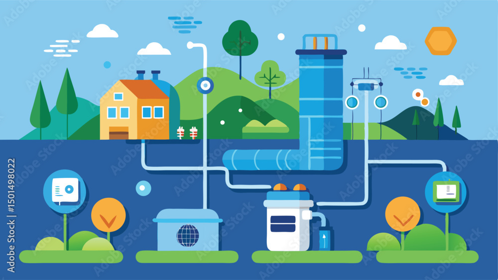 Naklejka premium Clean Smart Water System Design Vector.