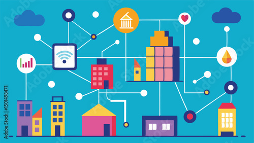 Connected Smart Cities Vector Pattern.