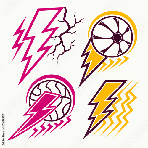 Abstract lightning bolt designs wheel speed power energy