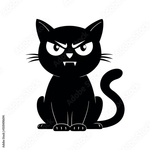 Festive Cat Sitting Silhouette Vector