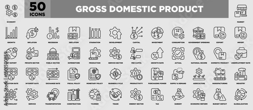 Gross Domestic Product Iconset Outline