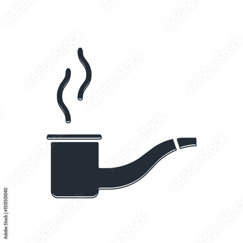 Black Smoking pipe with smoke icon isolated on white background. Tobacco pipe. Vector
