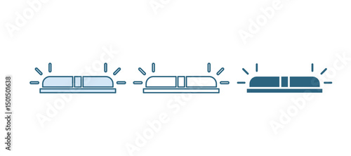 Blue Flasher siren icon isolated on white background. Emergency flashing siren. Vector