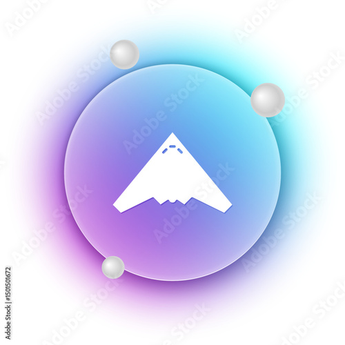 White Jet fighter icon isolated on white background. Military aircraft. Blue and purple gradient circle background. Vector