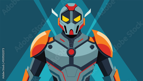 Futuristic robotic exoskeleton suit illustration.