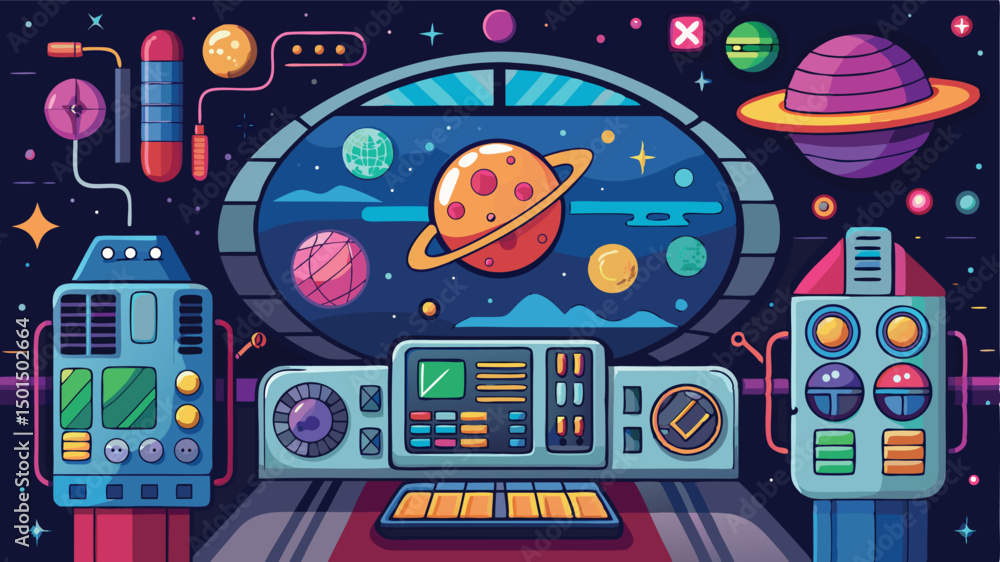 Obraz premium Futuristic Space Station Interface Design.