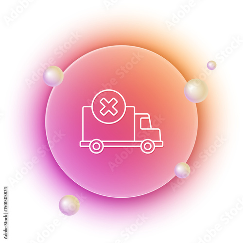 White Delivery cargo truck vehicle icon isolated on white background. Orange and pink gradient circle background. Vector