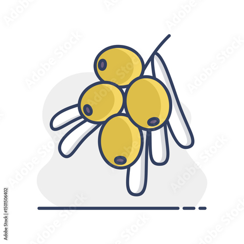 Sea buckthorn berry isolated design vector icon