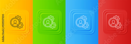 White Head hunting icon isolated on colorful background. Business target or Employment sign. Human resource and recruitment for business. Set icons in square buttons. Vector