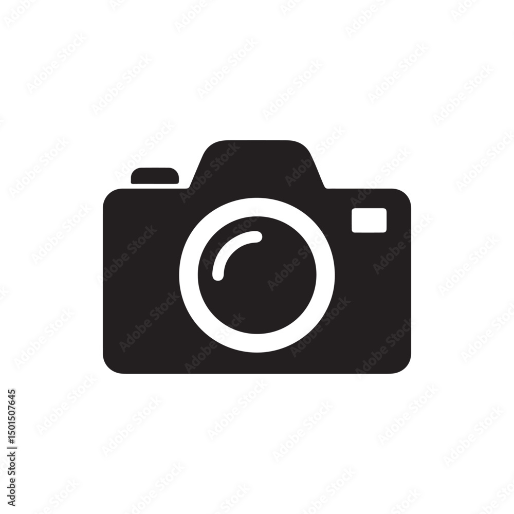 Photo Camera Vector Icon, Minimalist Flat Design on White Background Photo Camera Vector Icon, Minimalist Flat Design on White Background