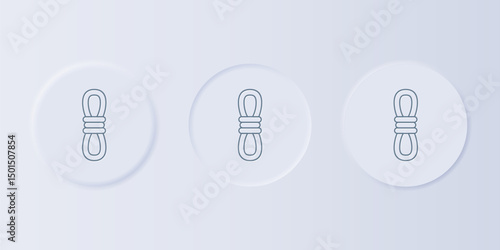 Grey Climber rope icon isolated on grey background. Extreme sport. Sport equipment. Set icons in square buttons. Vector
