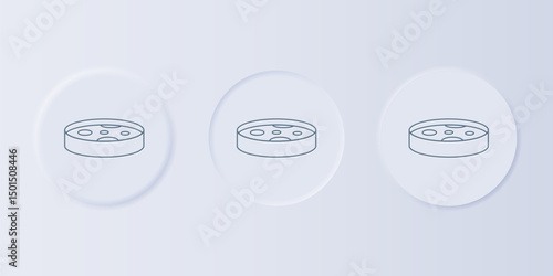 Grey Petri dish with bacteria icon isolated on grey background. Set icons in square buttons. Vector