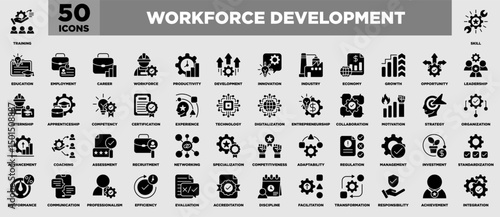 Workforce Development Iconset Glyph Black Solid