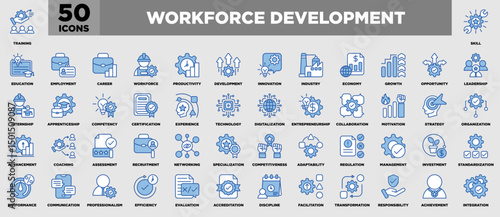 Workforce Development Iconset Blue White