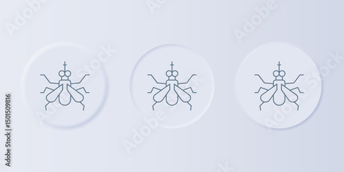 Grey Mosquito icon isolated on grey background. Set icons in square buttons. Vector