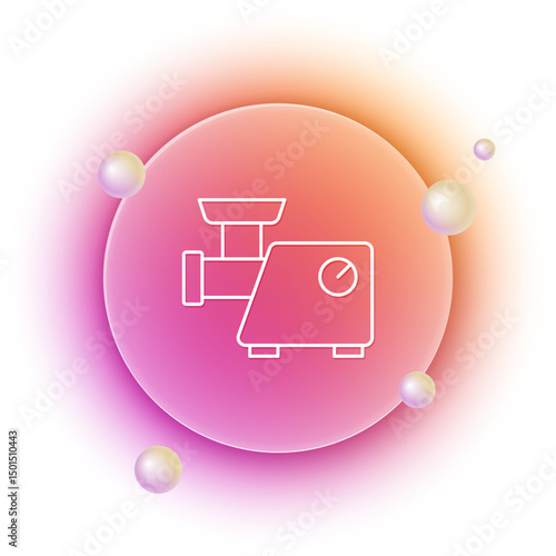 White Kitchen meat grinder icon isolated on white background. Orange and pink gradient circle background. Vector