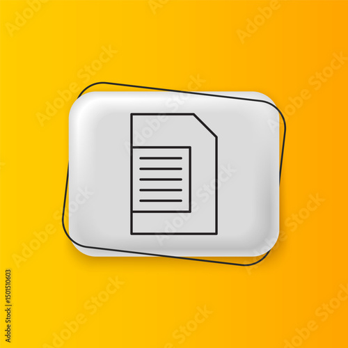 Black Laundry detergent for automatic wash machine icon isolated on yellow background. Silver rectangle button. Vector