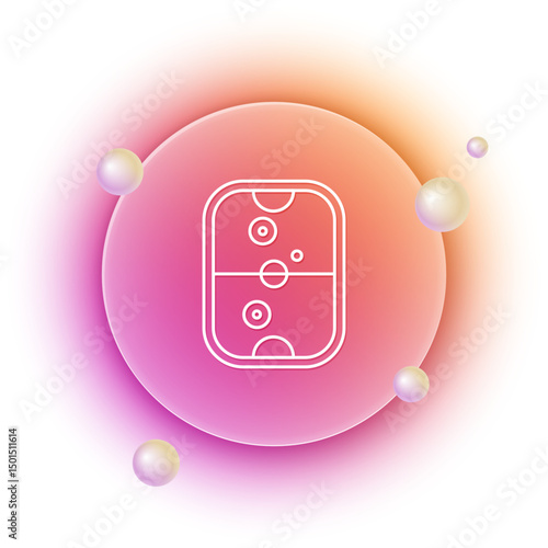 White Air hockey table icon isolated on white background. Orange and pink gradient circle background. Vector