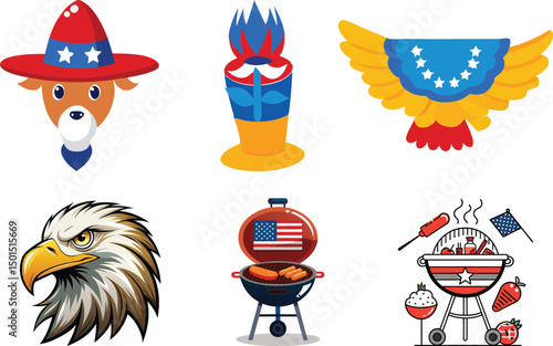 bundle of twenty five usa elections set collection icons
