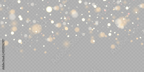 Gold abstract bokeh overlay design. Holiday photo sparkle decoration. Vector elements