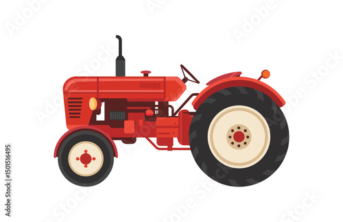 Vintage farm tractor vector art illustration