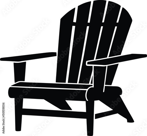 Adirondack chair silhouette vector, chair icon, 
Adirondack Chair black Silhouette Vector Illustration