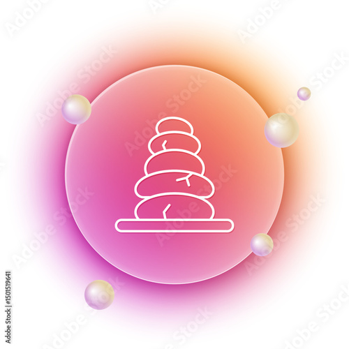 White Stack hot stones icon isolated on white background. Spa salon accessory. Orange and pink gradient circle background. Vector