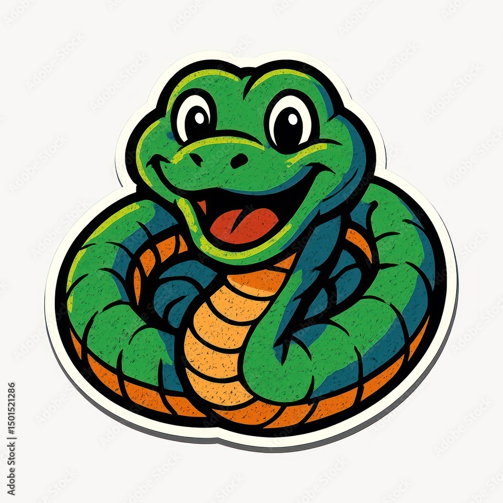 Fototapeta premium Colorful cartoon snake sticker