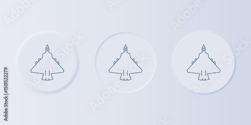 Grey Jet fighter icon isolated on grey background. Military aircraft. Set icons in square buttons. Vector