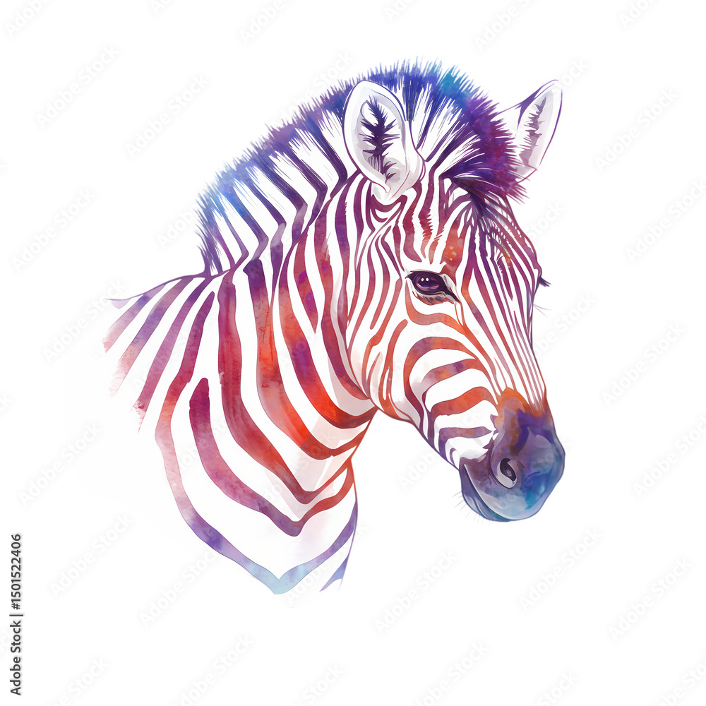 Fototapeta premium Rainbow Zebra Watercolor Art