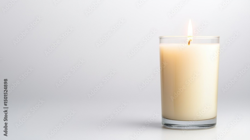 Lit Candle in Glass, Minimalist Design Lit Candle in Glass, Minimalist Design