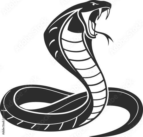 King Cobra Striking Pose Illustration
