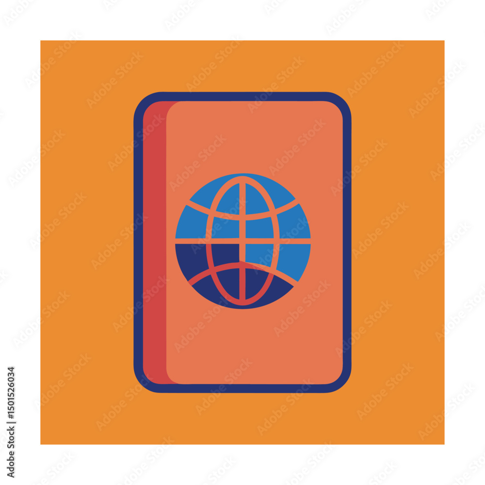 Stylized passport with globe symbol representing international travel and global mobility Stylized passport with globe symbol representing international travel and global mobility