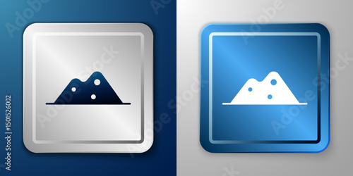 White Salt icon isolated on blue and grey background. Silver and blue square button. Vector