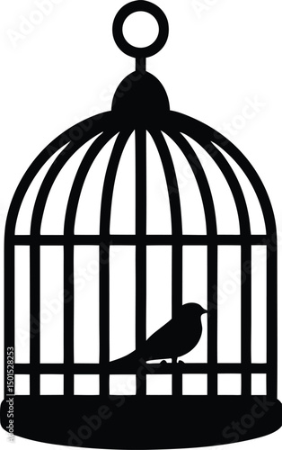 Bird Cages Vector Illustration, Clip art, Bird cage silhouette icon, Bird Cages silhouette vector illustration