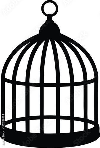 Bird Cages Vector Illustration, Clip art, Bird cage silhouette icon, Bird Cages silhouette vector illustration