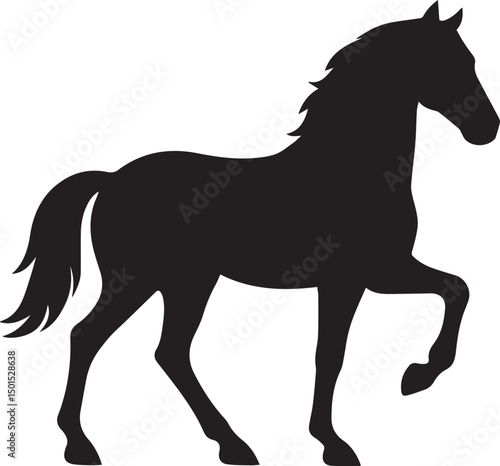 A running black horse silhouette vector illustration isolated on white