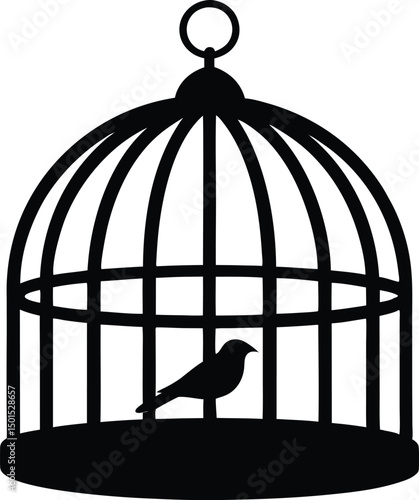 Bird Cages Vector Illustration, Clip art, Bird cage silhouette icon, Bird Cages silhouette vector illustration