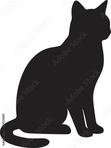 A black cat vector illustration depicting a pet animal silhouette design