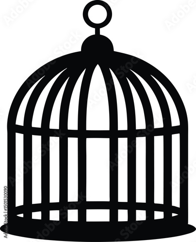 Bird Cages Vector Illustration, Clip art, Bird cage silhouette icon, Bird Cages silhouette vector illustration