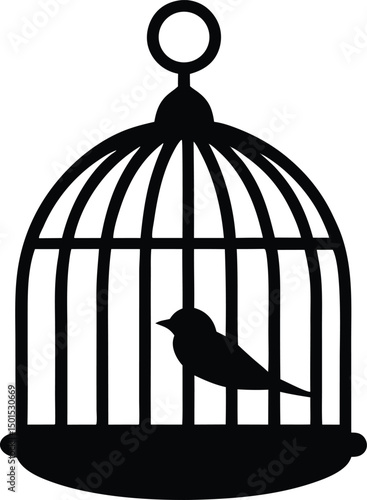 Bird Cages Vector Illustration, Clip art, Bird cage silhouette icon, Bird Cages silhouette vector illustration