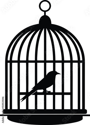 Bird Cages Vector Illustration, Clip art, Bird cage silhouette icon, Bird Cages silhouette vector illustration