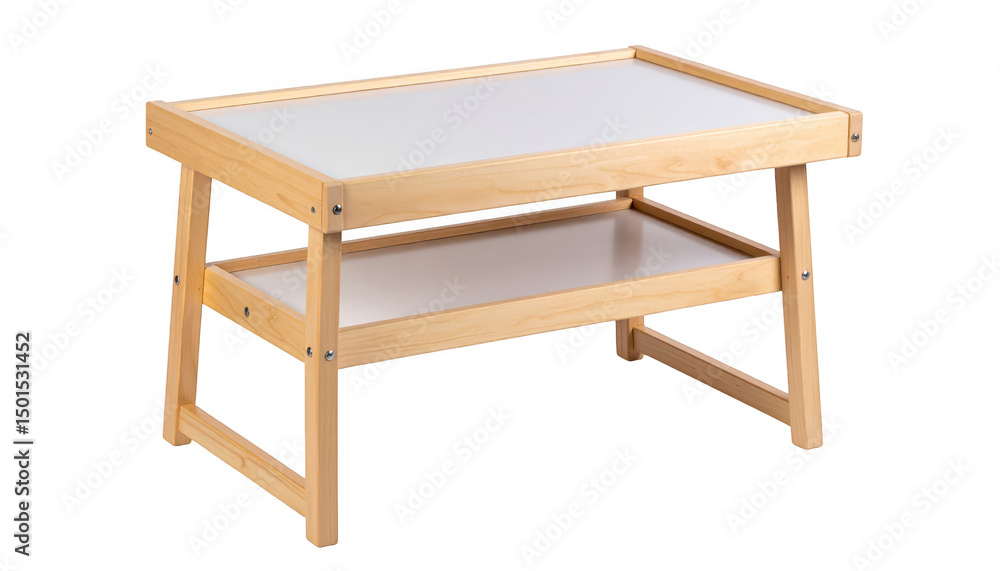 Stylish white and wood twotiered table, perfect blend of functionality modern design for your home Stylish white and wood twotiered table, perfect blend of functionality modern design for your home