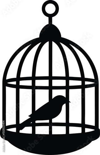Bird Cages Vector Illustration, Clip art, Bird cage silhouette icon, Bird Cages silhouette vector illustration