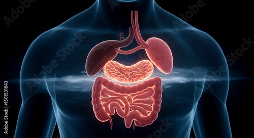 Wallpaper Mural Human Digestive System Anatomy: 3D Medical Illustration Torontodigital.ca