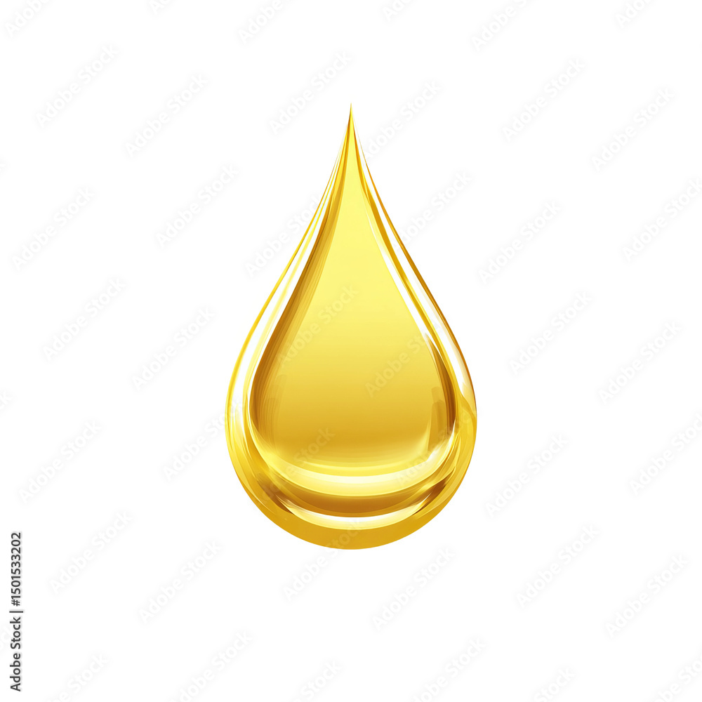 A shiny golden oil drop, reflecting light and perfection A shiny golden oil drop, reflecting light and perfection