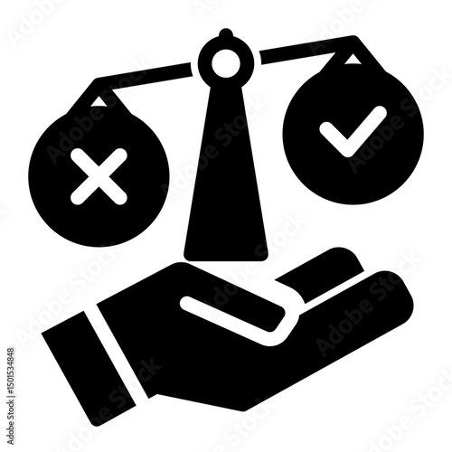 An icon symbolizing decision making, representing the process of making choices, evaluating options, and determining direction. Suitable for concepts like leadership and planning. (Glyph Style)