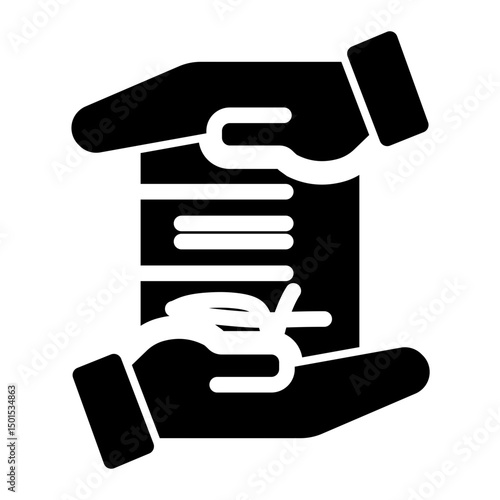 An icon symbolizing partnership and agreements, representing business contracts and investment opportunities. (Glyph Style)